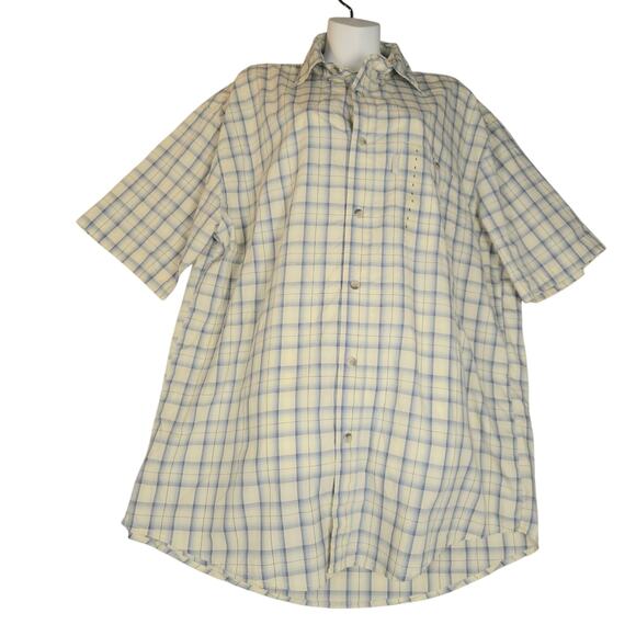 Woolrich Mens Large Button Up Carson Shirt Plaid Short Sleeve Tidal Ombre NWT - Picture 14 of 16